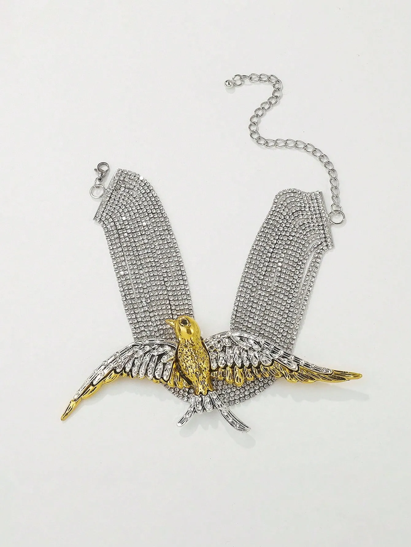 Full Diamond Encrusted Flying Bird & Swallow Necklace