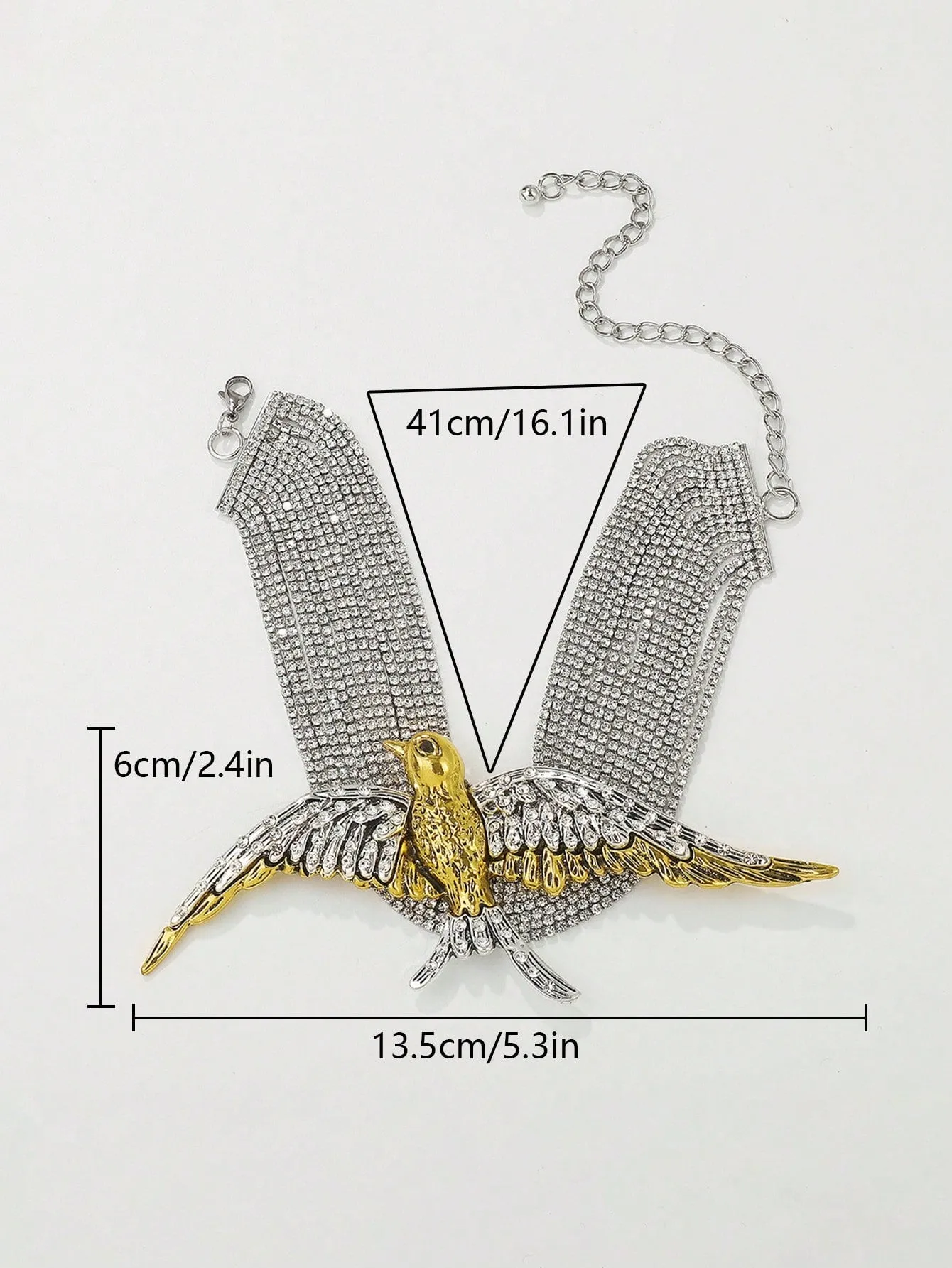 Full Diamond Encrusted Flying Bird & Swallow Necklace