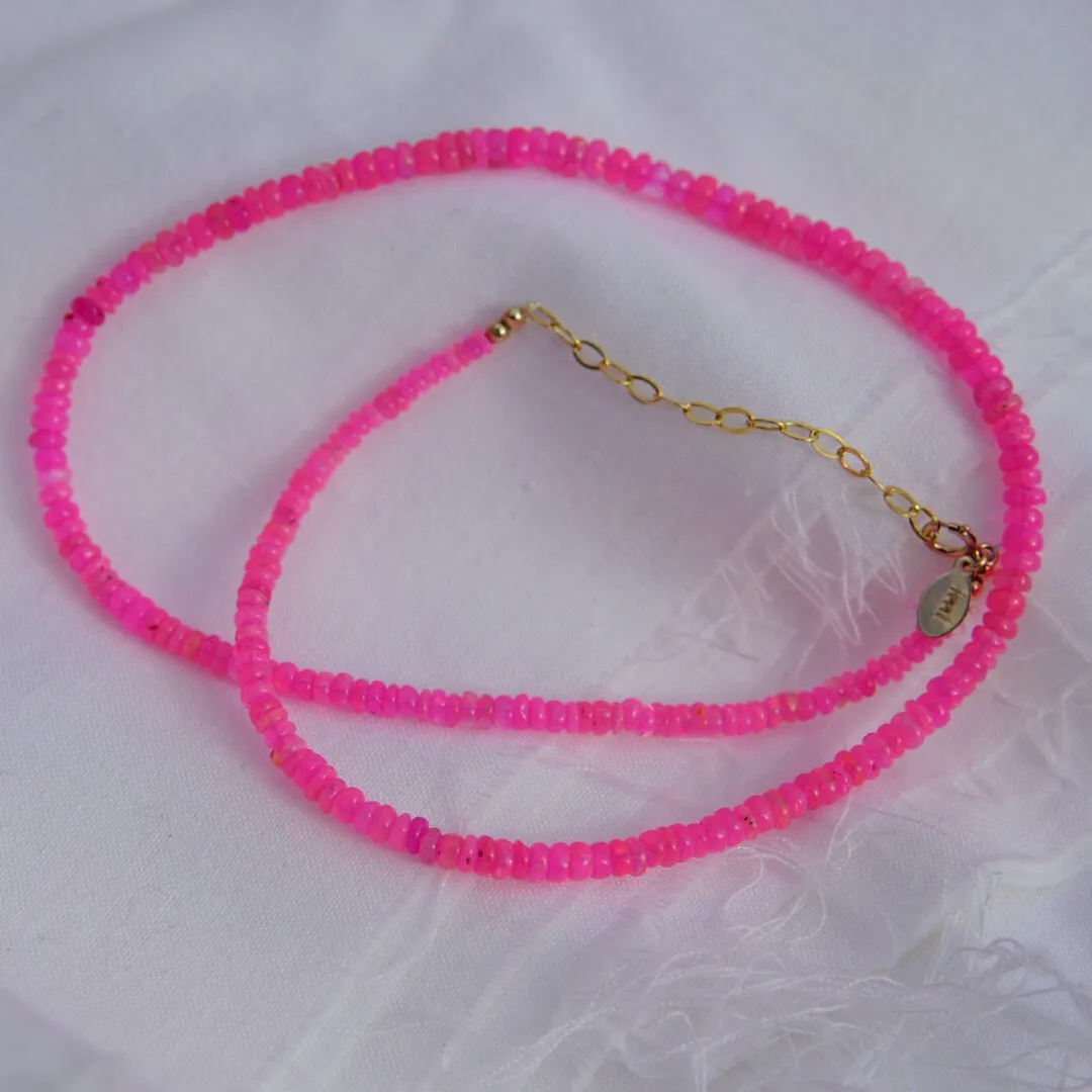 Full Neon Pink Opal Necklace