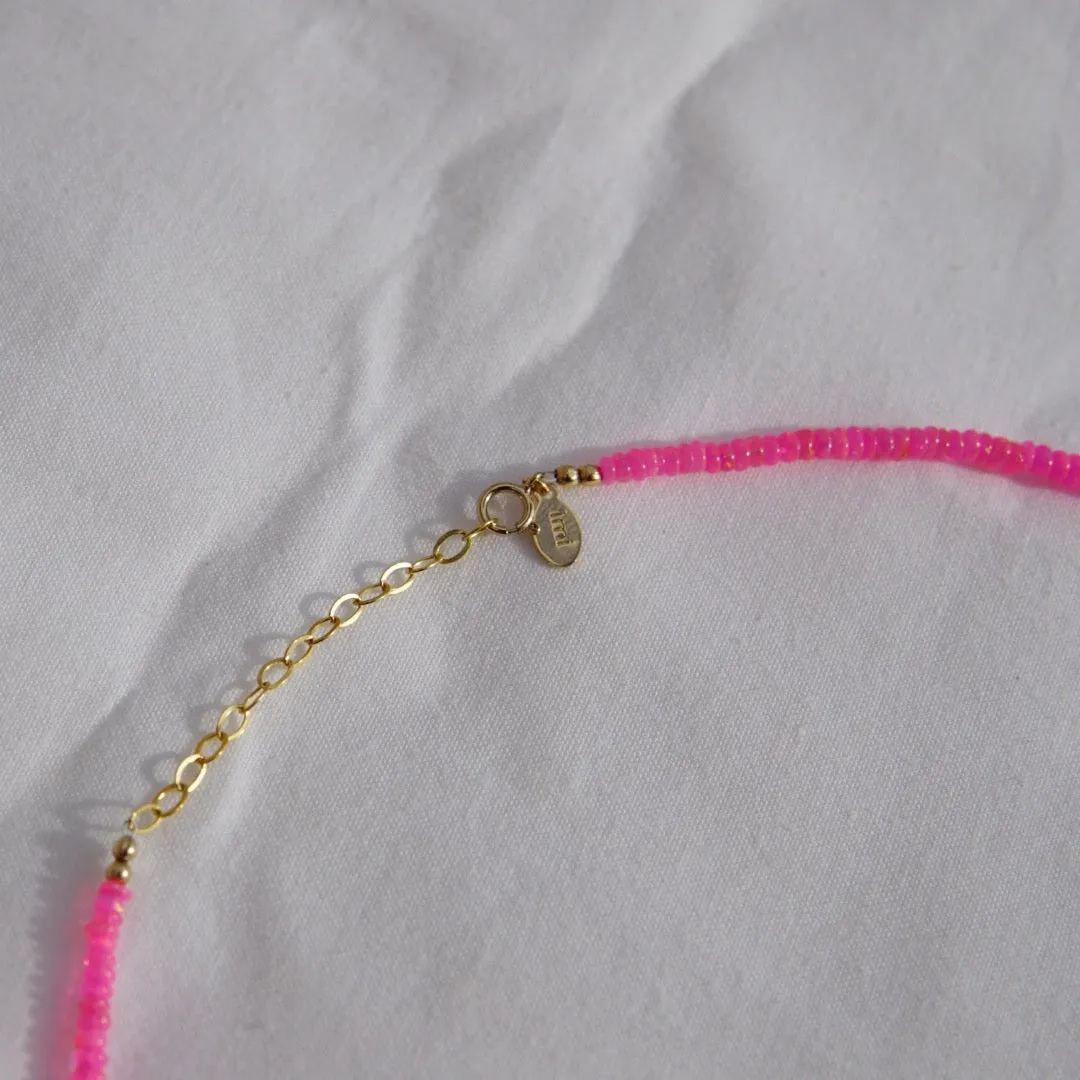 Full Neon Pink Opal Necklace