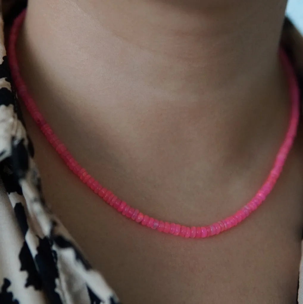 Full Neon Pink Opal Necklace