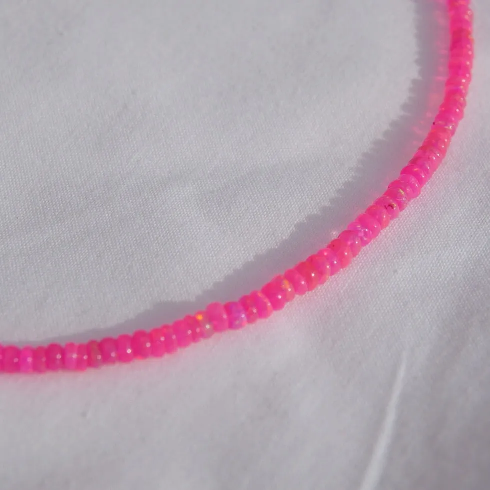 Full Neon Pink Opal Necklace
