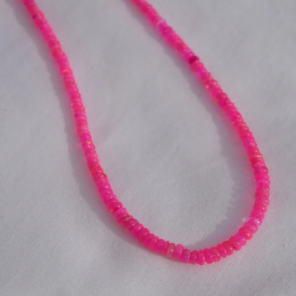 Full Neon Pink Opal Necklace