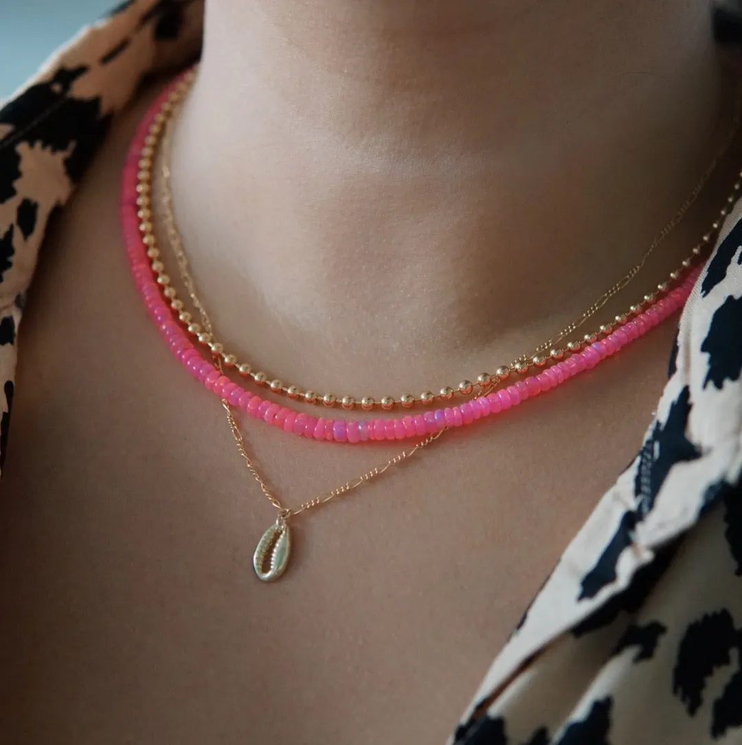 Full Neon Pink Opal Necklace