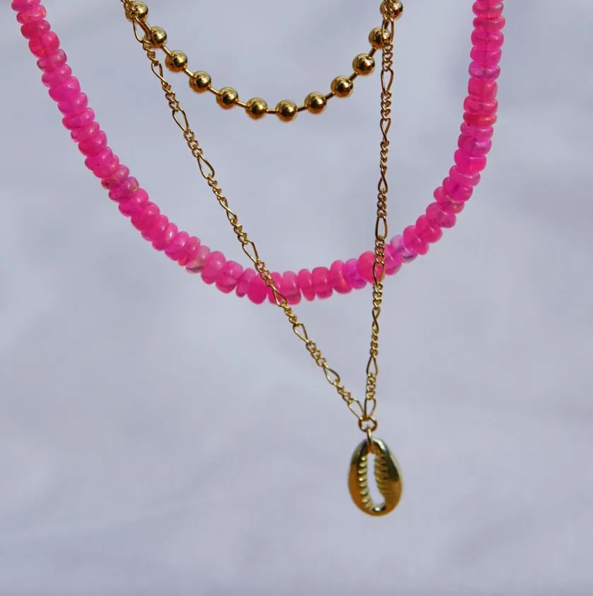 Full Neon Pink Opal Necklace