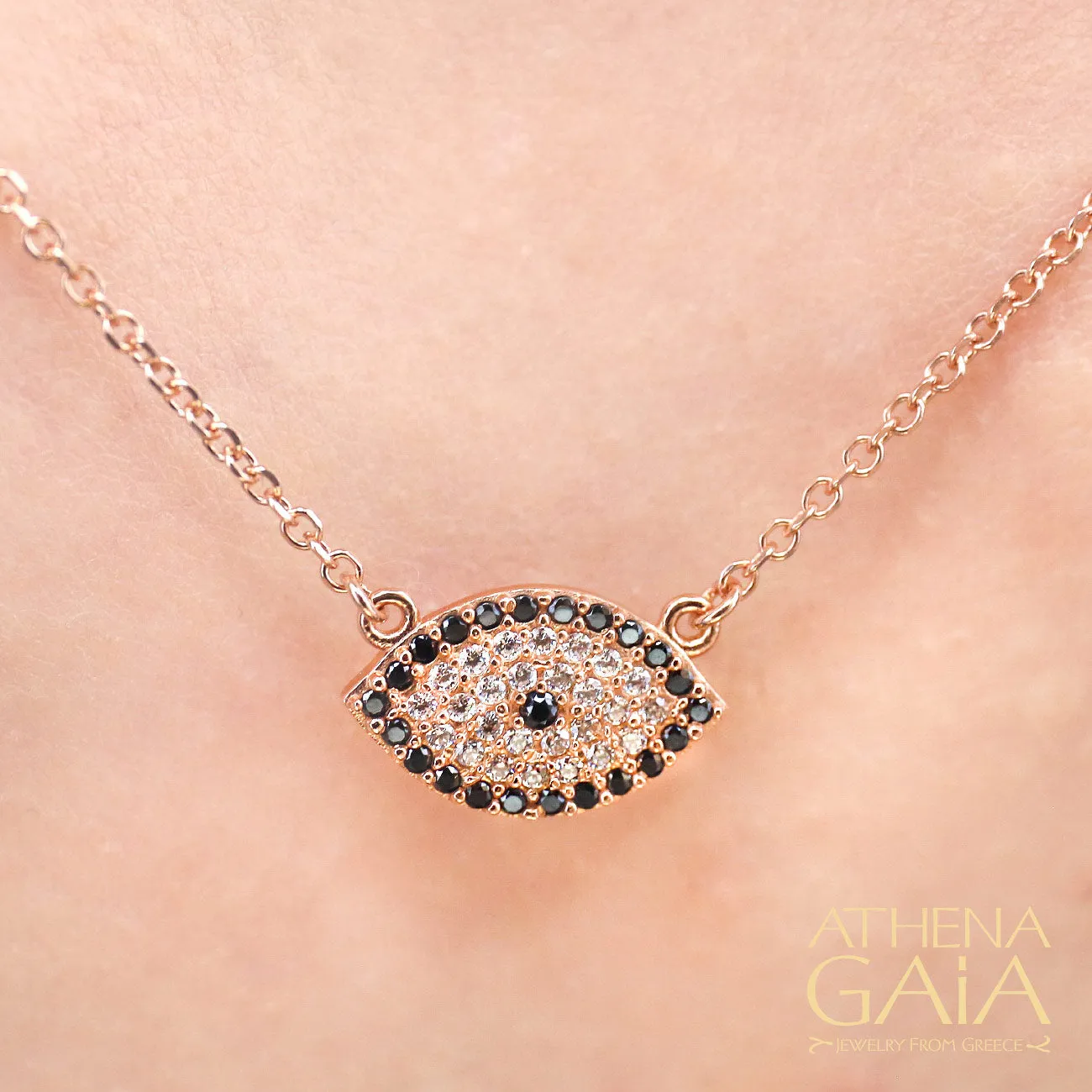 Full Pave Mati Evil Eye Necklace (In-Stock)
