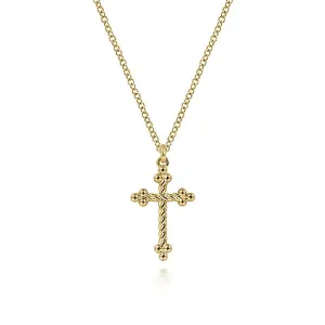 Gabriel 14kt Yellow Gold Twisted Rope Cross Necklace