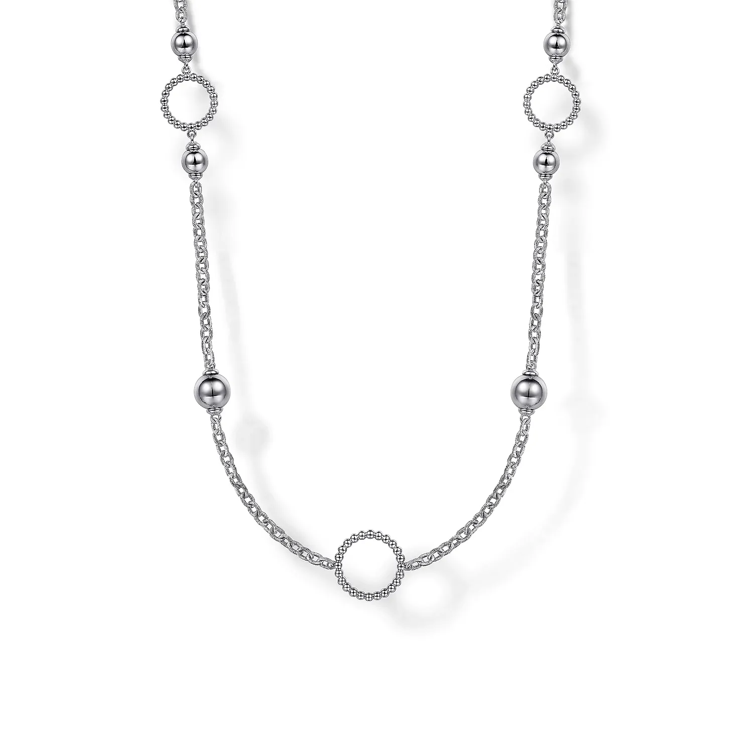 Gabriel Sterling Silver Round Beads Bujukan Necklace 32 Inch