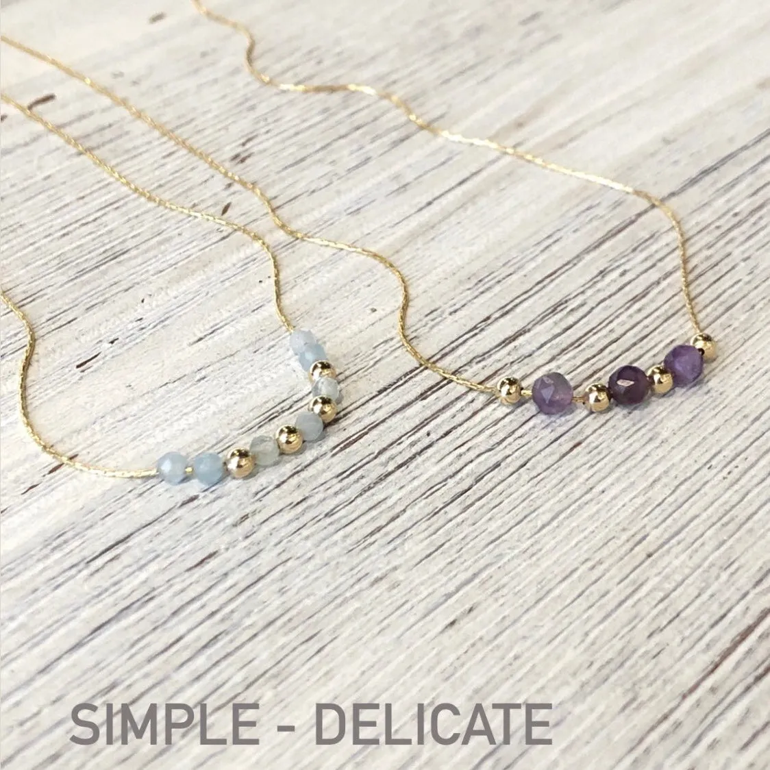Gems and gold delicate necklace