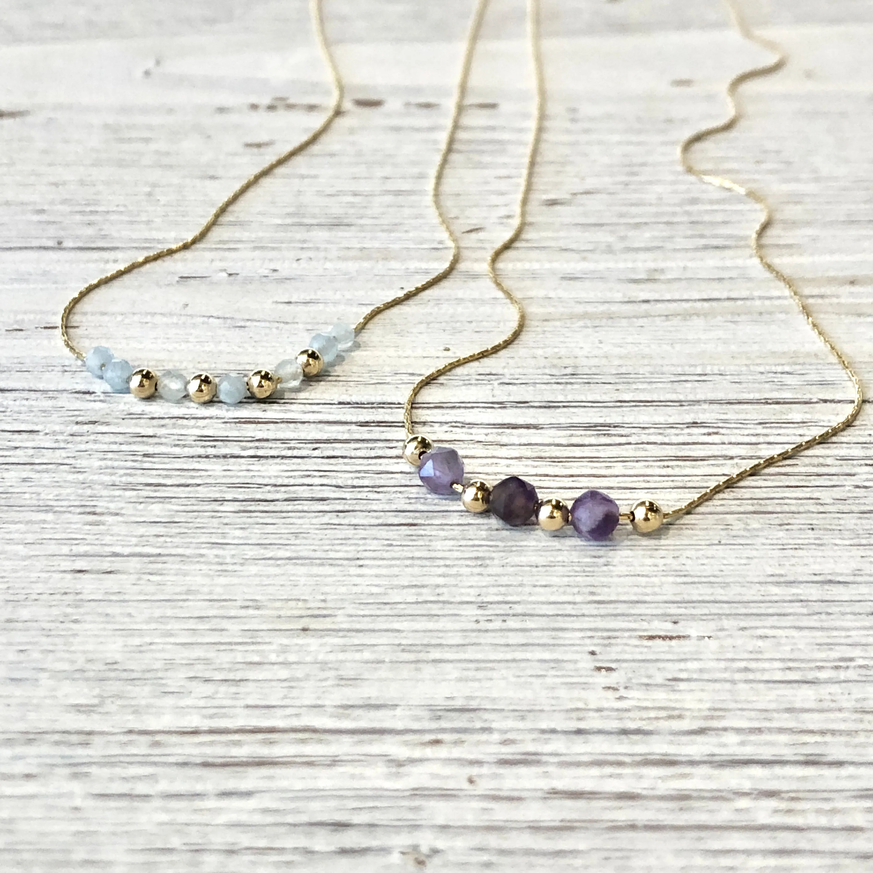Gems and gold delicate necklace