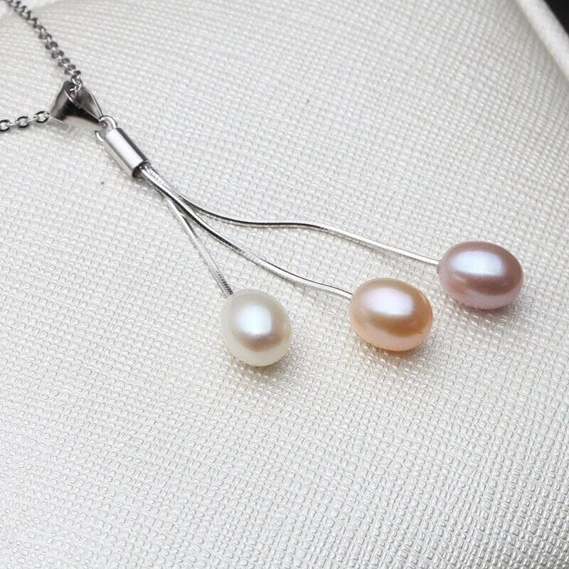 Genuine Freshwater Pearl Y-Necklace, White Pink Purple Natural Pearl Earrings, Natural Pearl Bridal Jewelry
