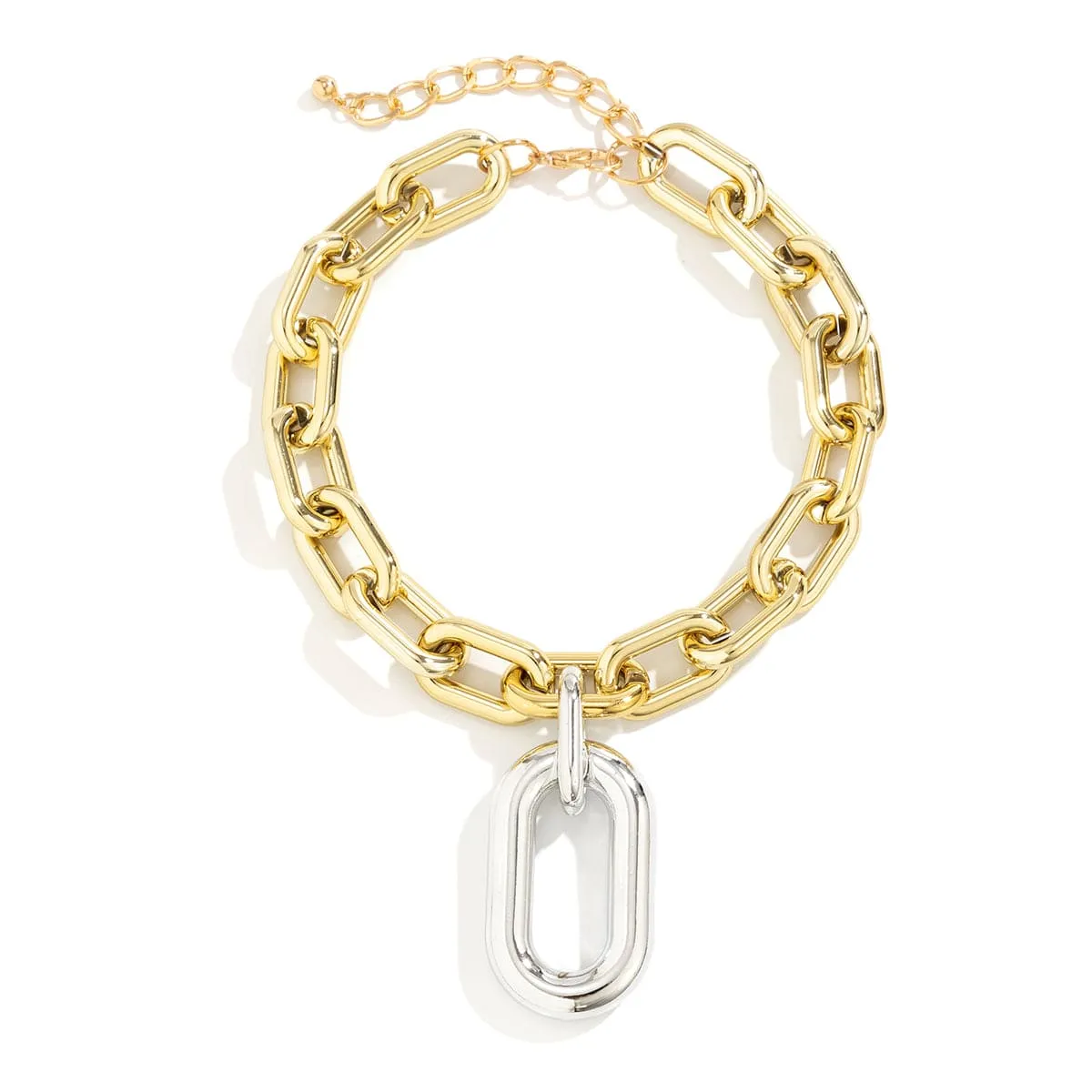 Geometric Gold Plated Zero Shaped Pendant Cable Chain Choker Necklace