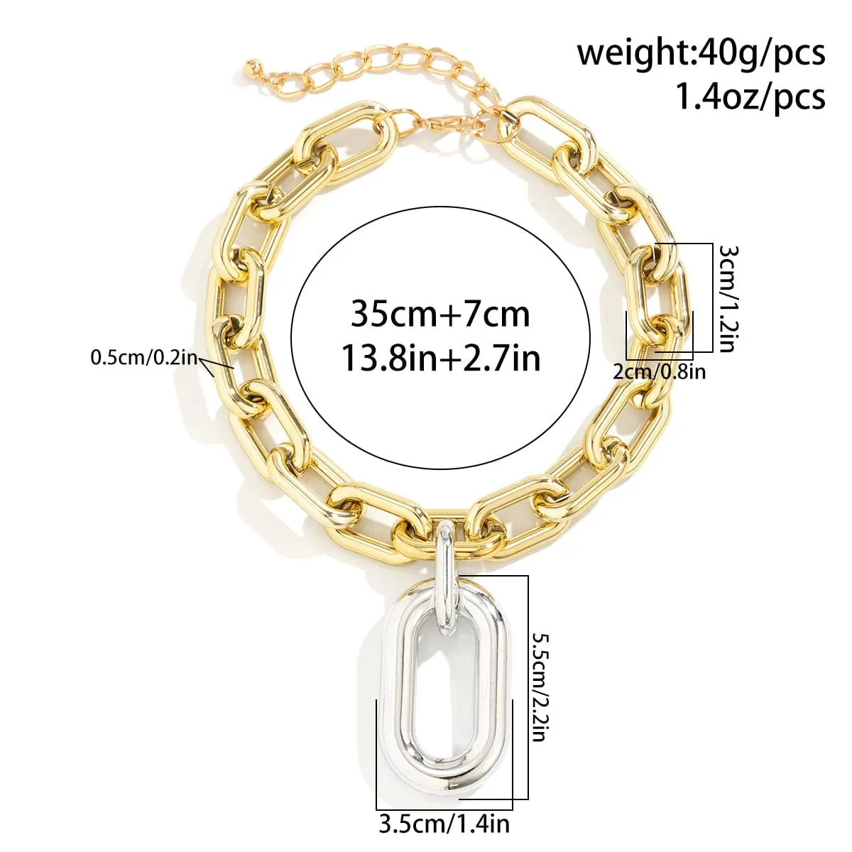 Geometric Gold Plated Zero Shaped Pendant Cable Chain Choker Necklace