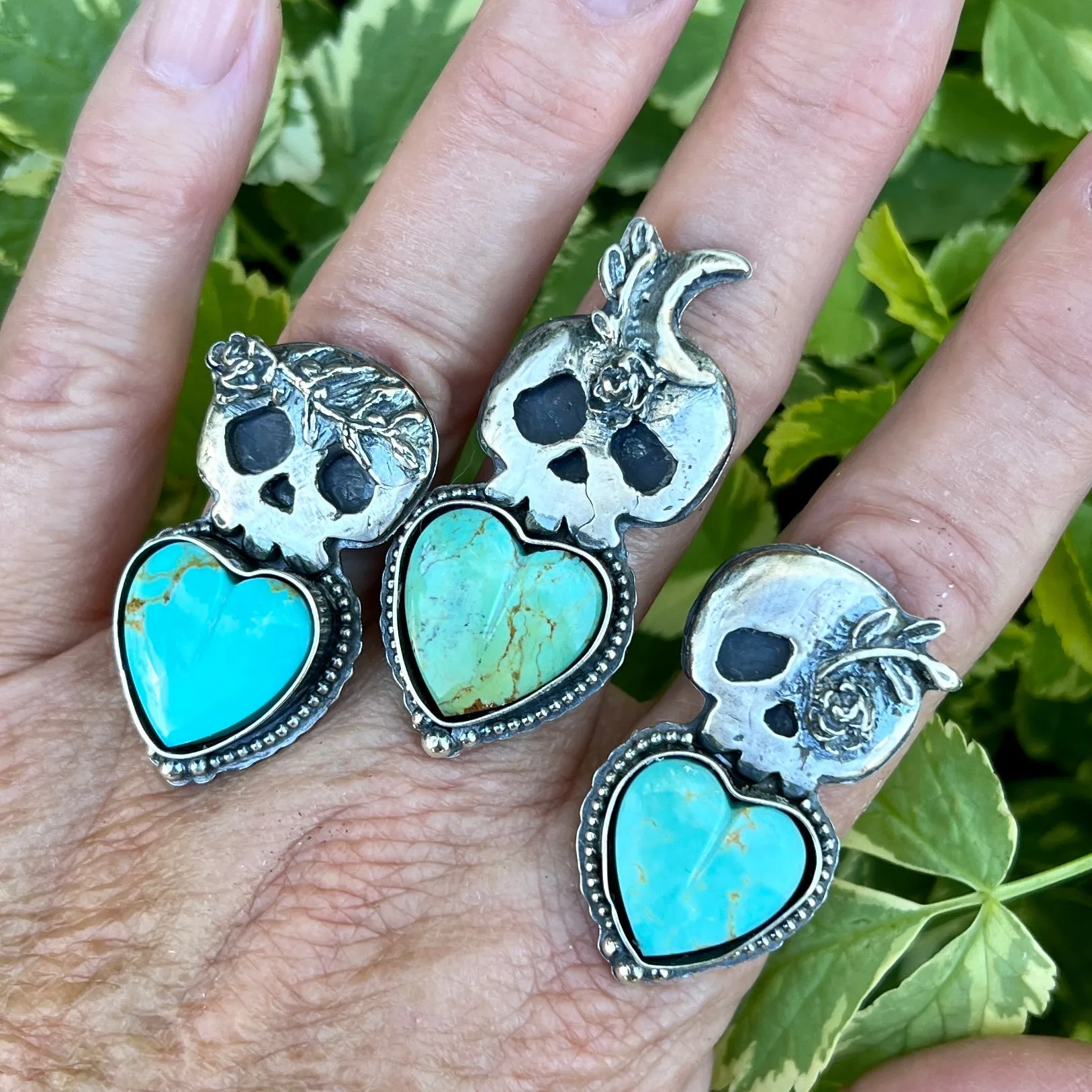 Ghouls night out - Skeleton and Rose vine eye Hand carved and cast pendant or ring