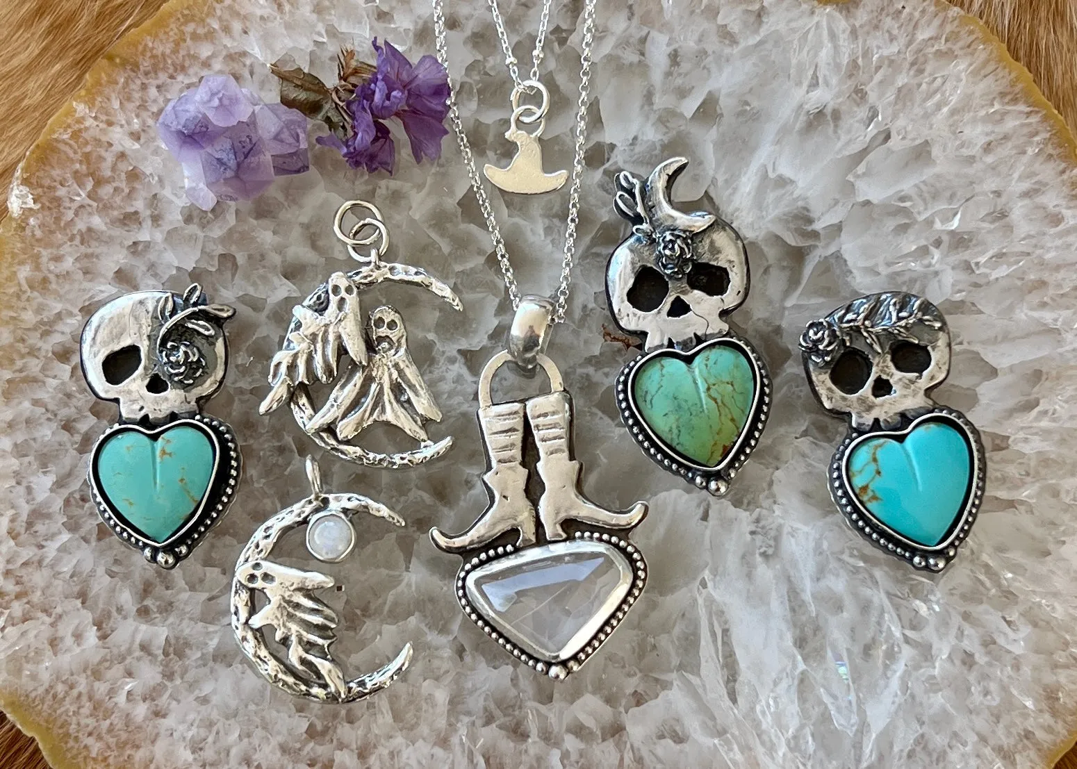 Ghouls night out - Skeleton and Rose vine eye Hand carved and cast pendant or ring