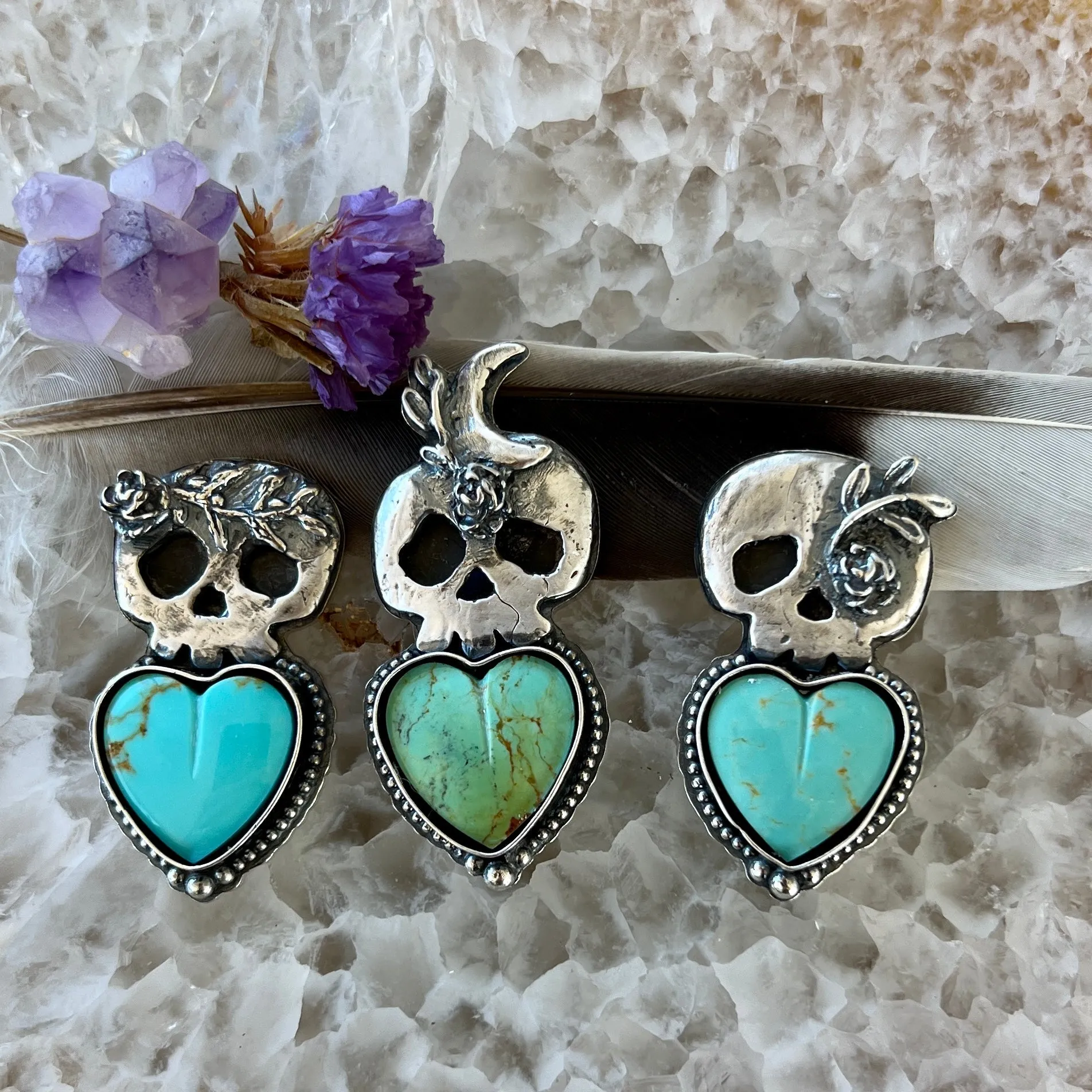 Ghouls night out - Skeleton and Rose vine eye Hand carved and cast pendant or ring