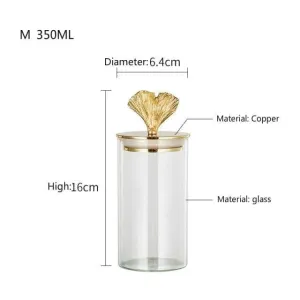 Gingko Leaf brassed Storage Jar with Sealed Lid