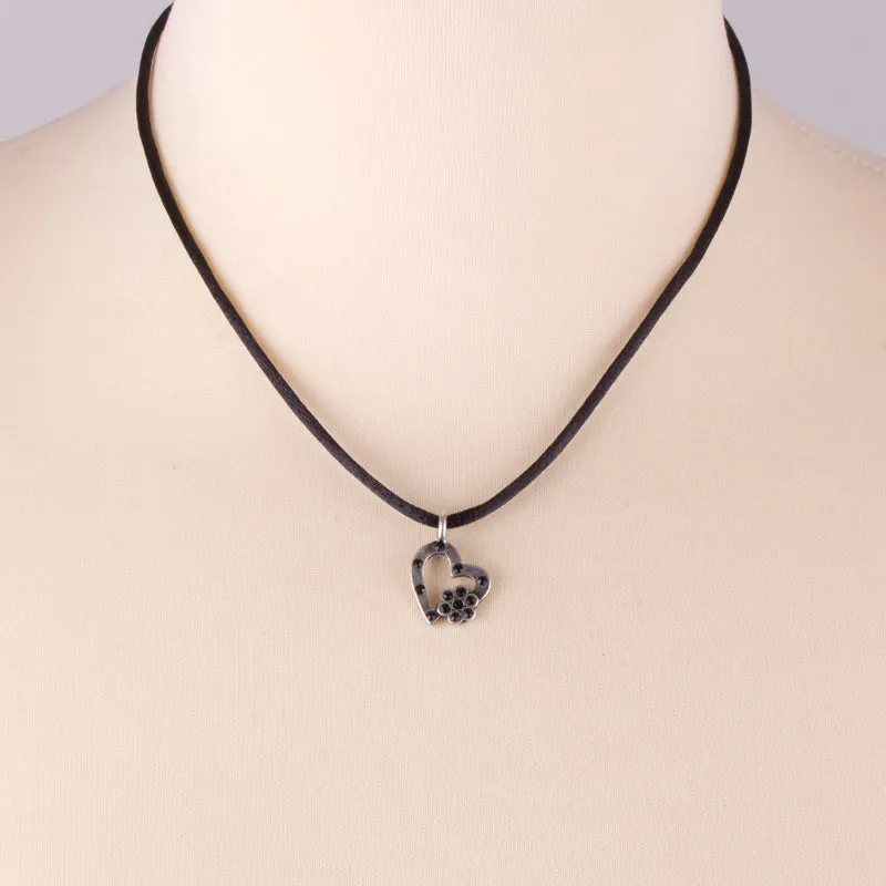Girls Heart Necklace Ribbon with a Heart