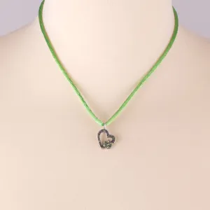 Girls Heart Necklace Ribbon with a Heart