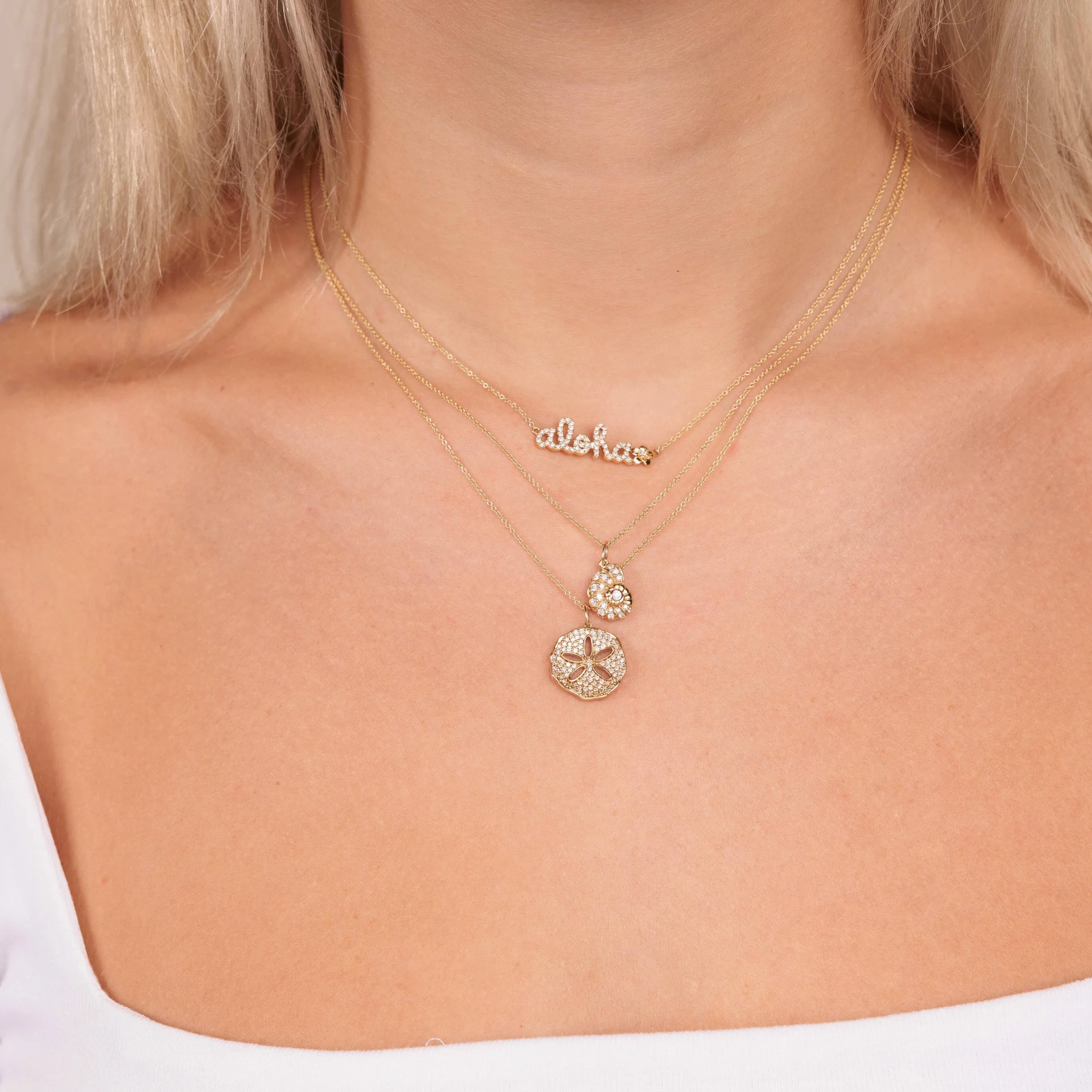 Gold & Diamond Aloha Plumeria Necklace