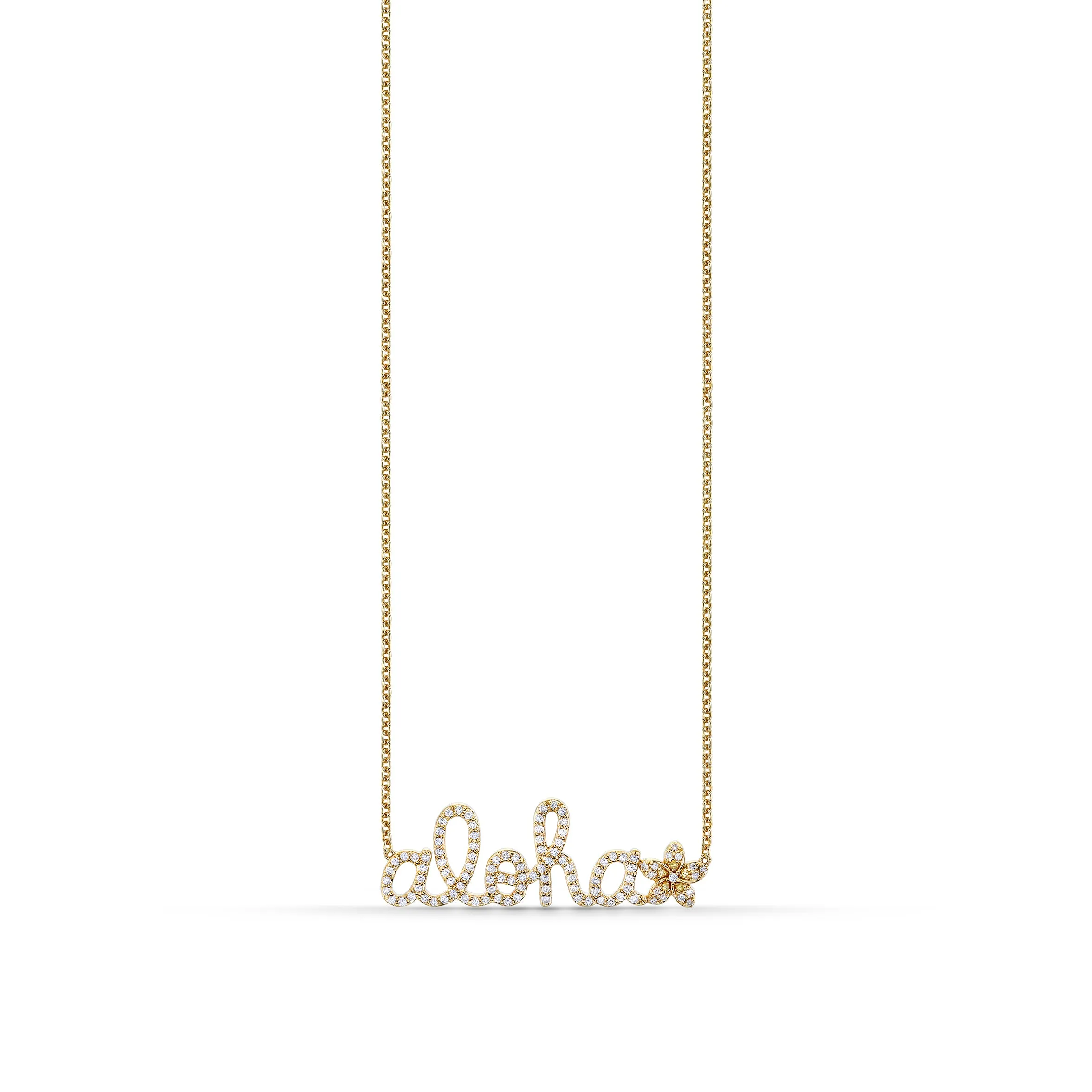 Gold & Diamond Large Aloha Plumeria Necklace