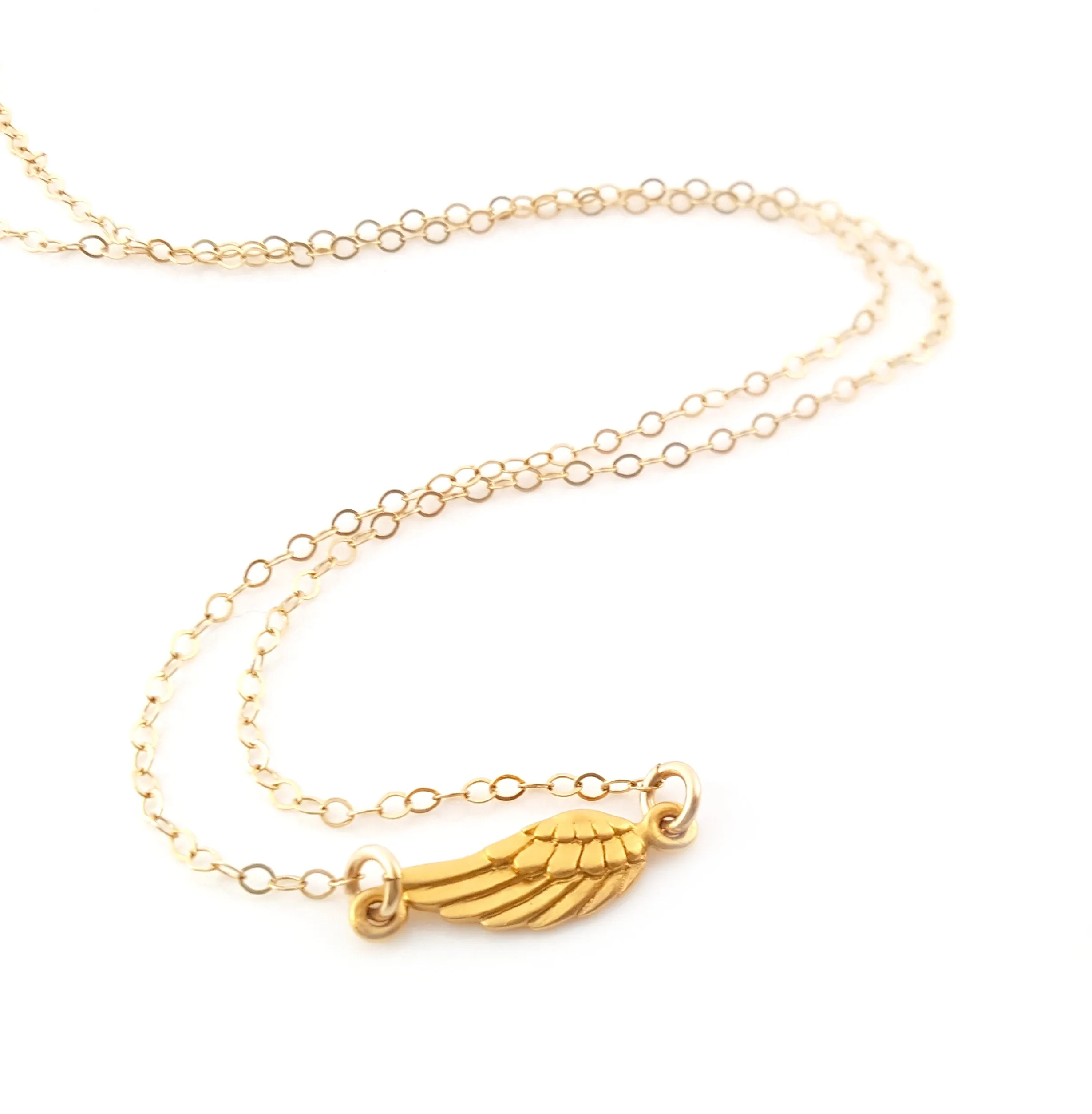 Gold Angel Wing Charm 14k Gold Filled Necklace Simple Jewelry - Dainty Gold Necklace - Simple Necklace
