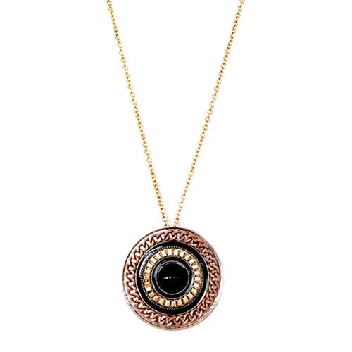 GOLD MULTI COLOR BLACK AND COPPER NECKLACE  #HN1114_GOLD (LC24/RF23)