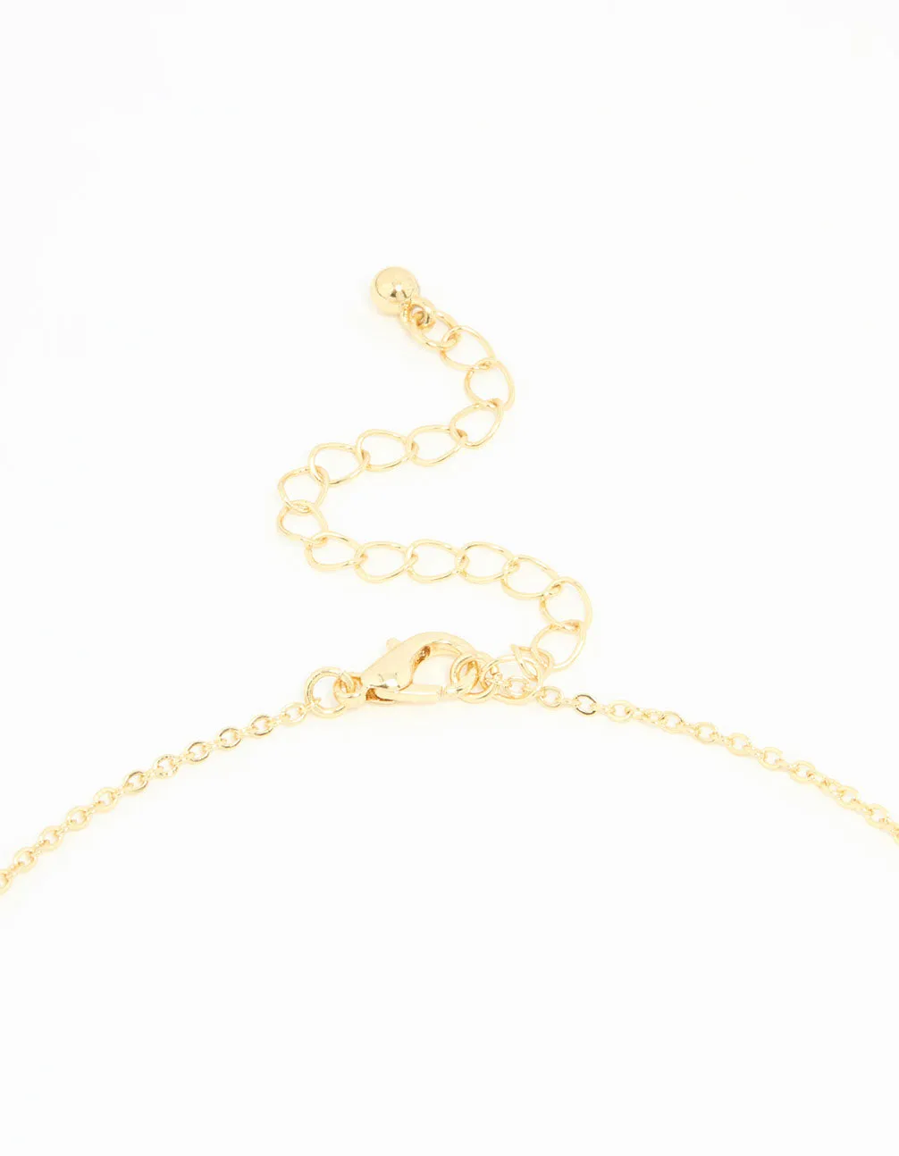 Gold Plated Diamante Outline Black Flower Pendant Necklace