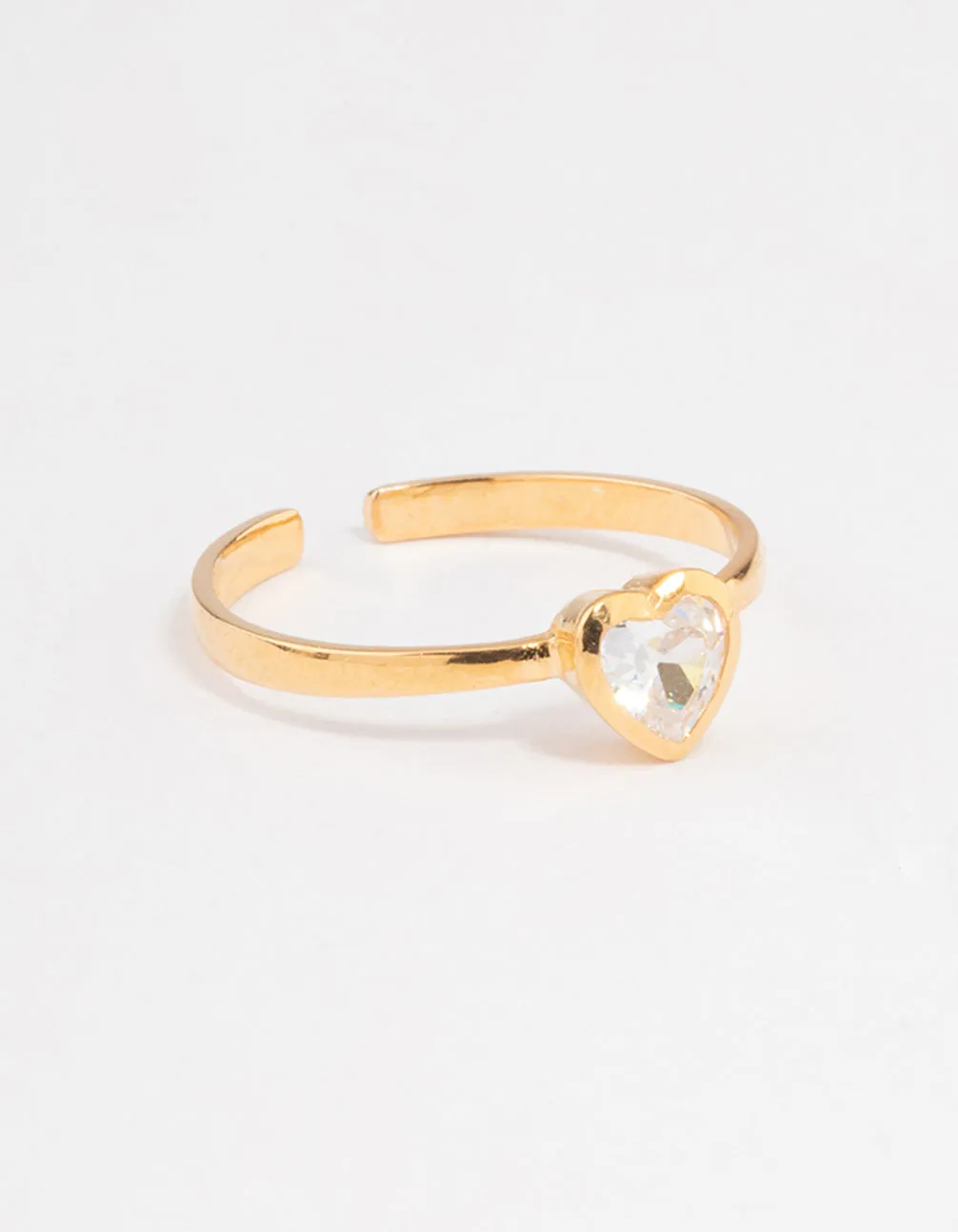 Gold Plated Sterling Silver Heart Cubic Zirconia Ring