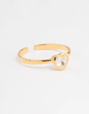 Gold Plated Sterling Silver Heart Cubic Zirconia Ring