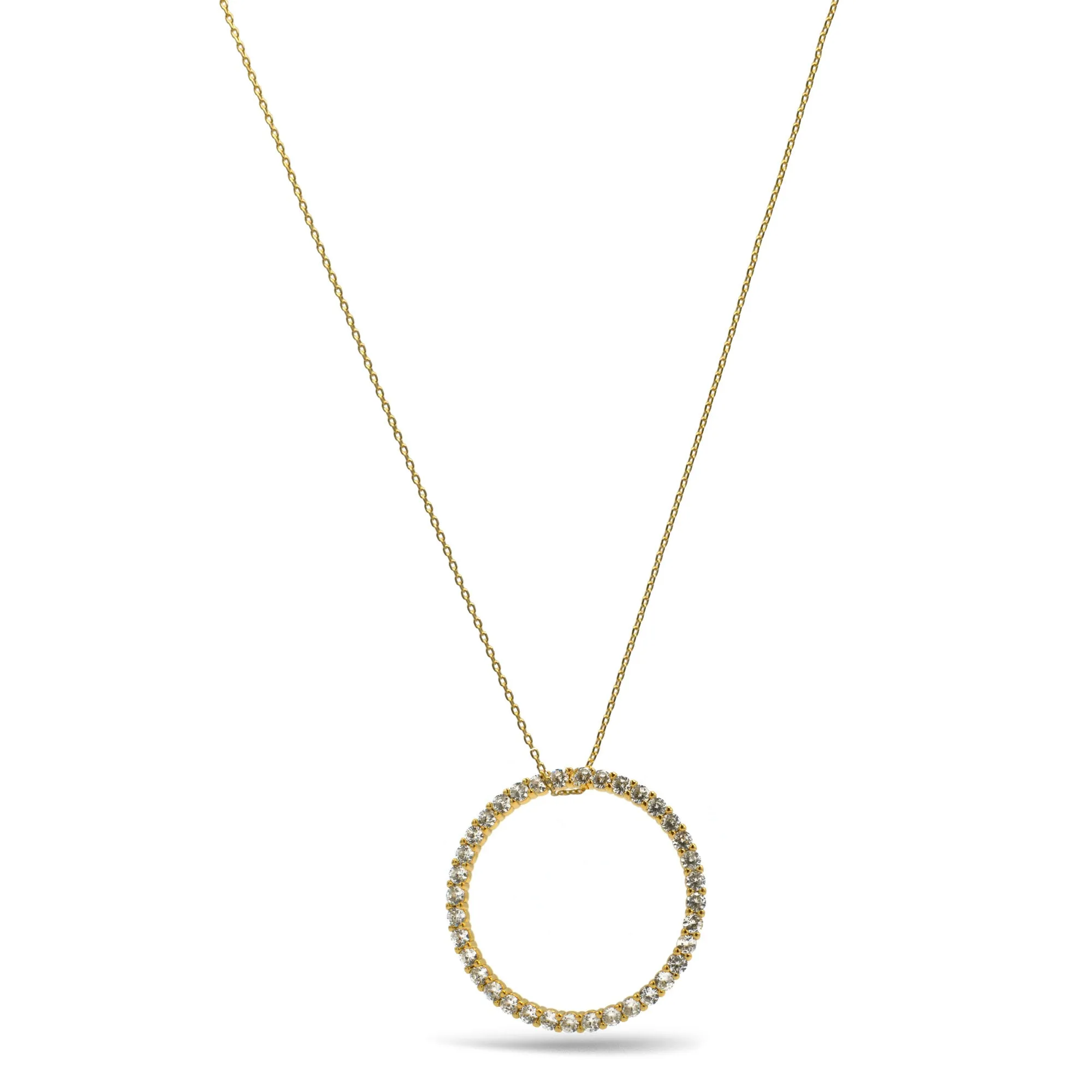 Gold round charm crystal pendant necklace#HNN90870G(HD11)