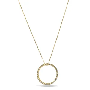 Gold round charm crystal pendant necklace#HNN90870G(HD11)