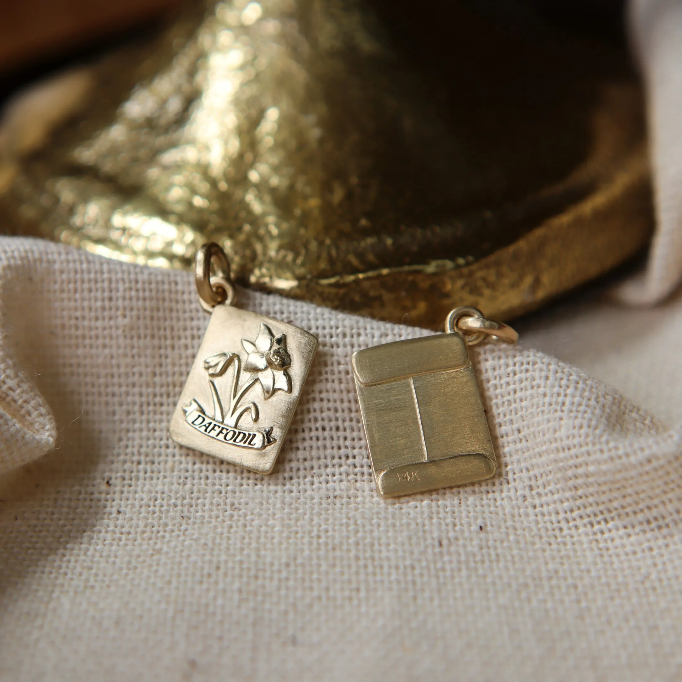 Golden Seed Packet Pendant- Birth Flower