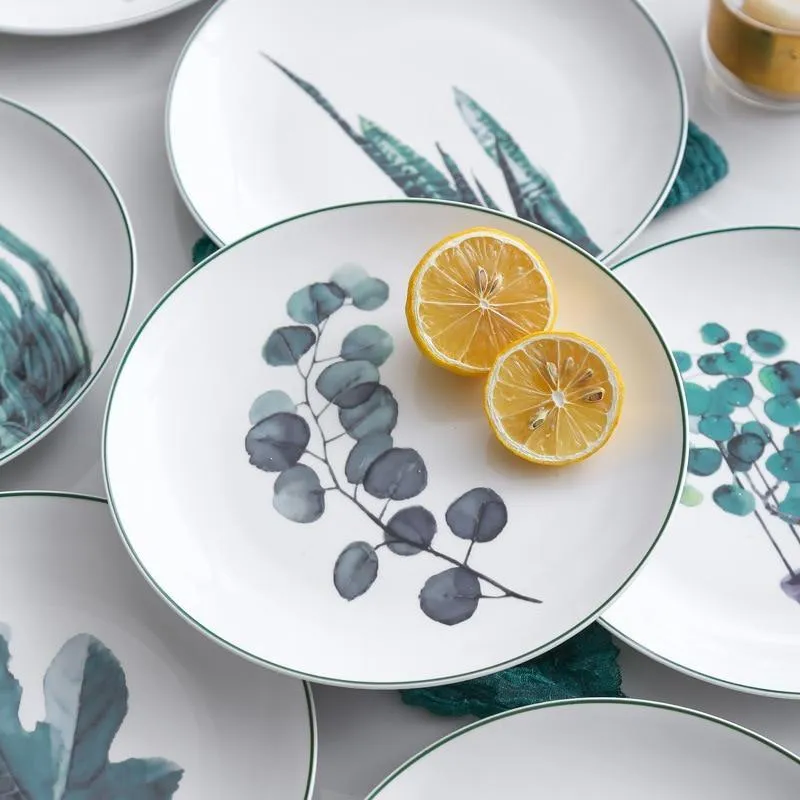 Green Leaf Plate Set