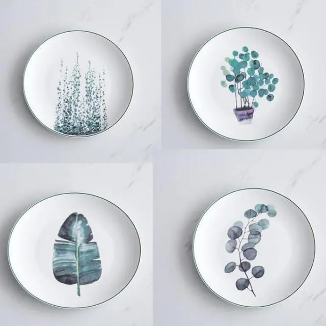Green Leaf Plate Set