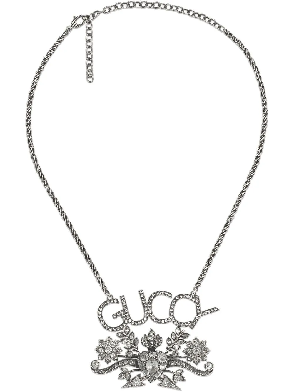 Gucci GUCCY Crystal Necklace in Silver