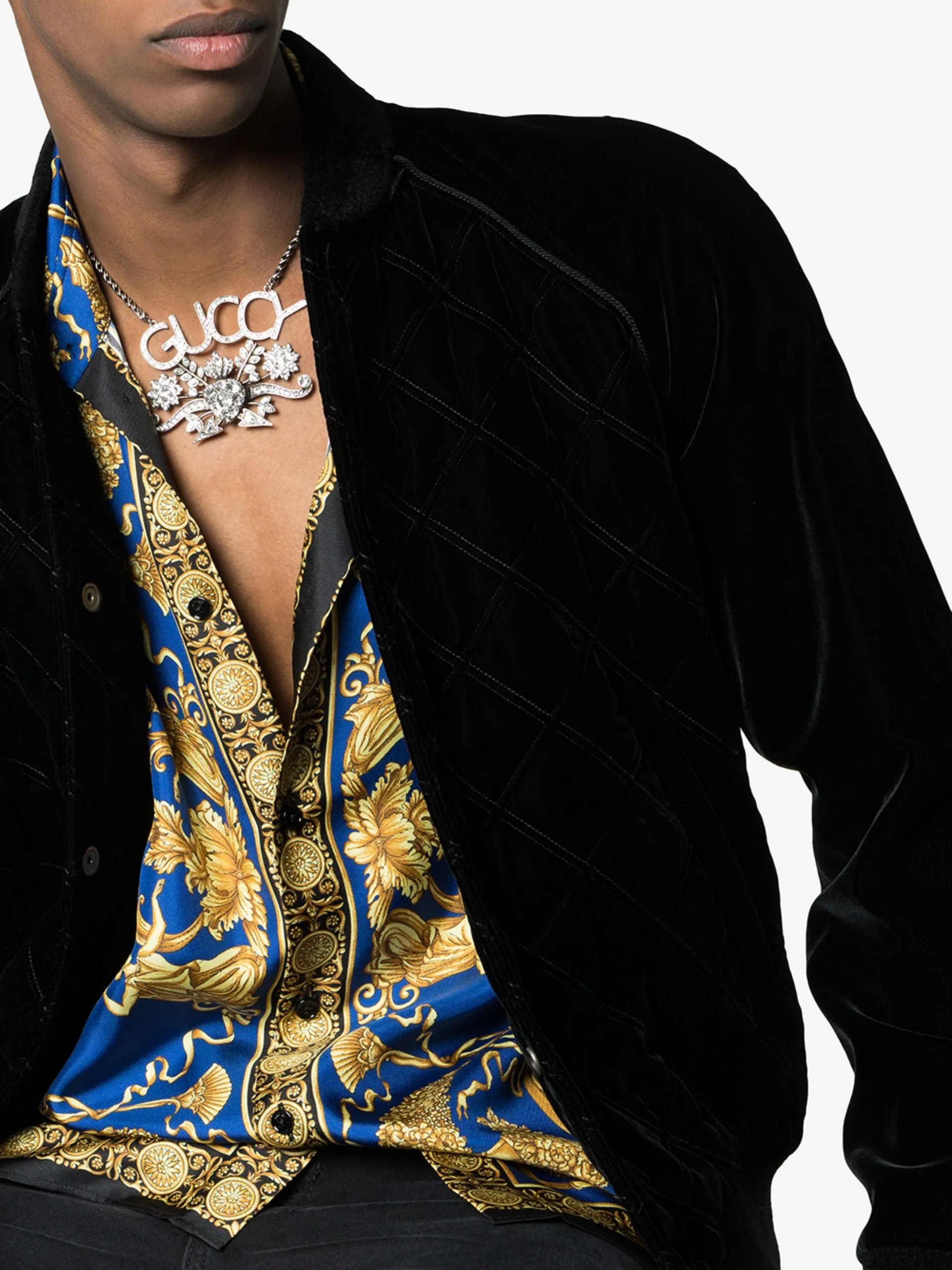 Gucci GUCCY Crystal Necklace in Silver