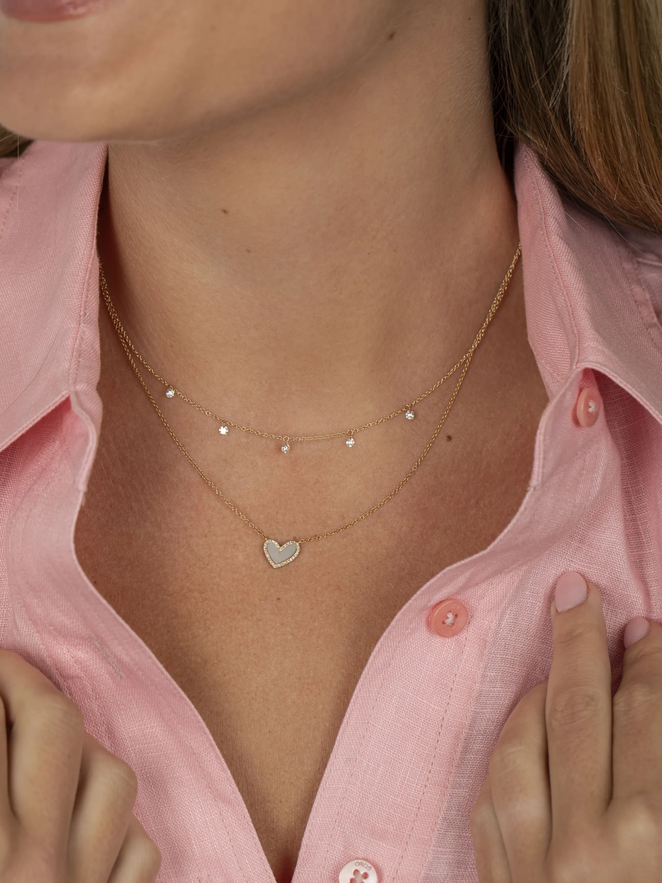 Hailey Heart Mother of Pearl Necklace 14K