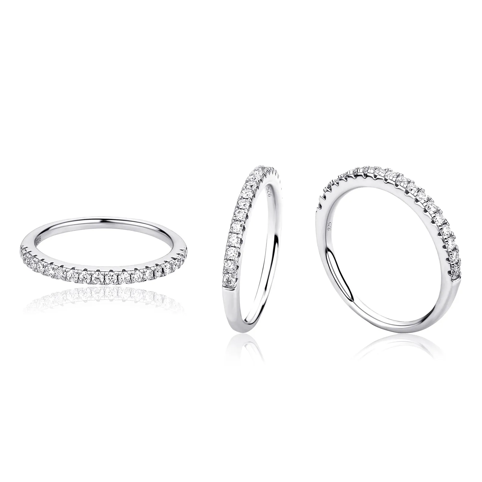 Half Accented Eternity Moissanite Diamond Engagement Band in Yellow/White Gold