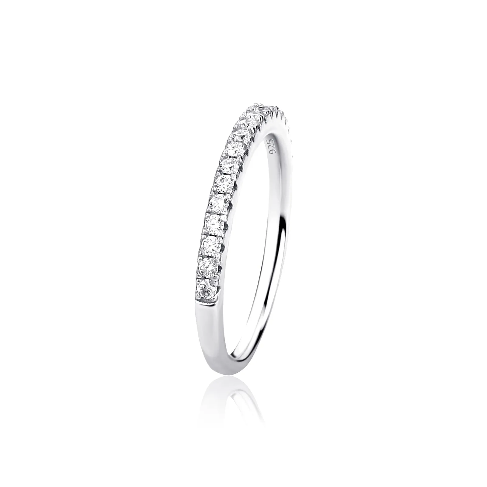 Half Accented Eternity Moissanite Diamond Engagement Band in Yellow/White Gold