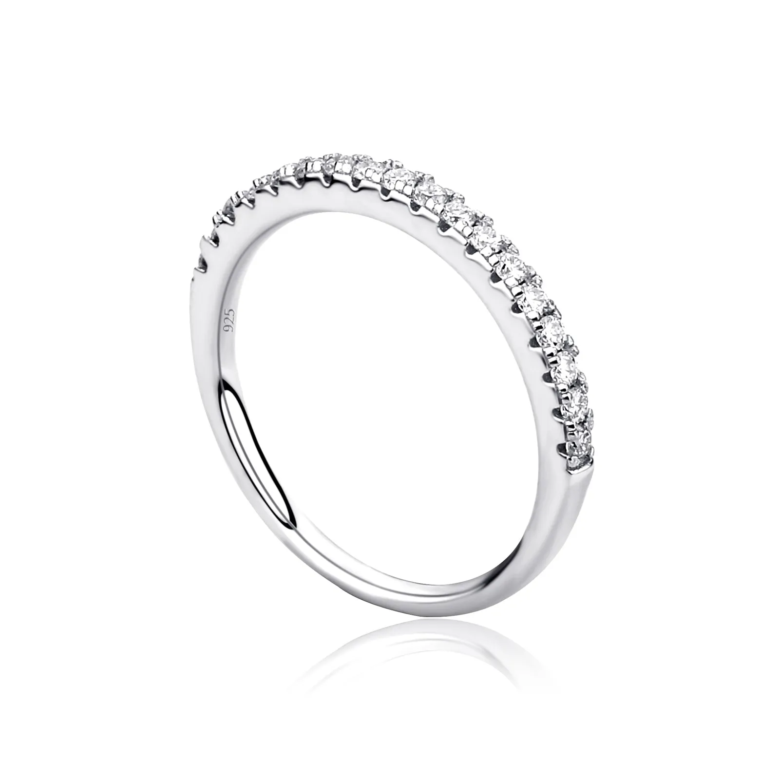 Half Accented Eternity Moissanite Diamond Engagement Band in Yellow/White Gold