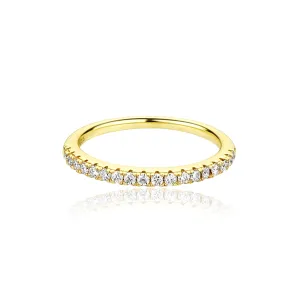 Half Accented Eternity Moissanite Diamond Engagement Band in Yellow/White Gold