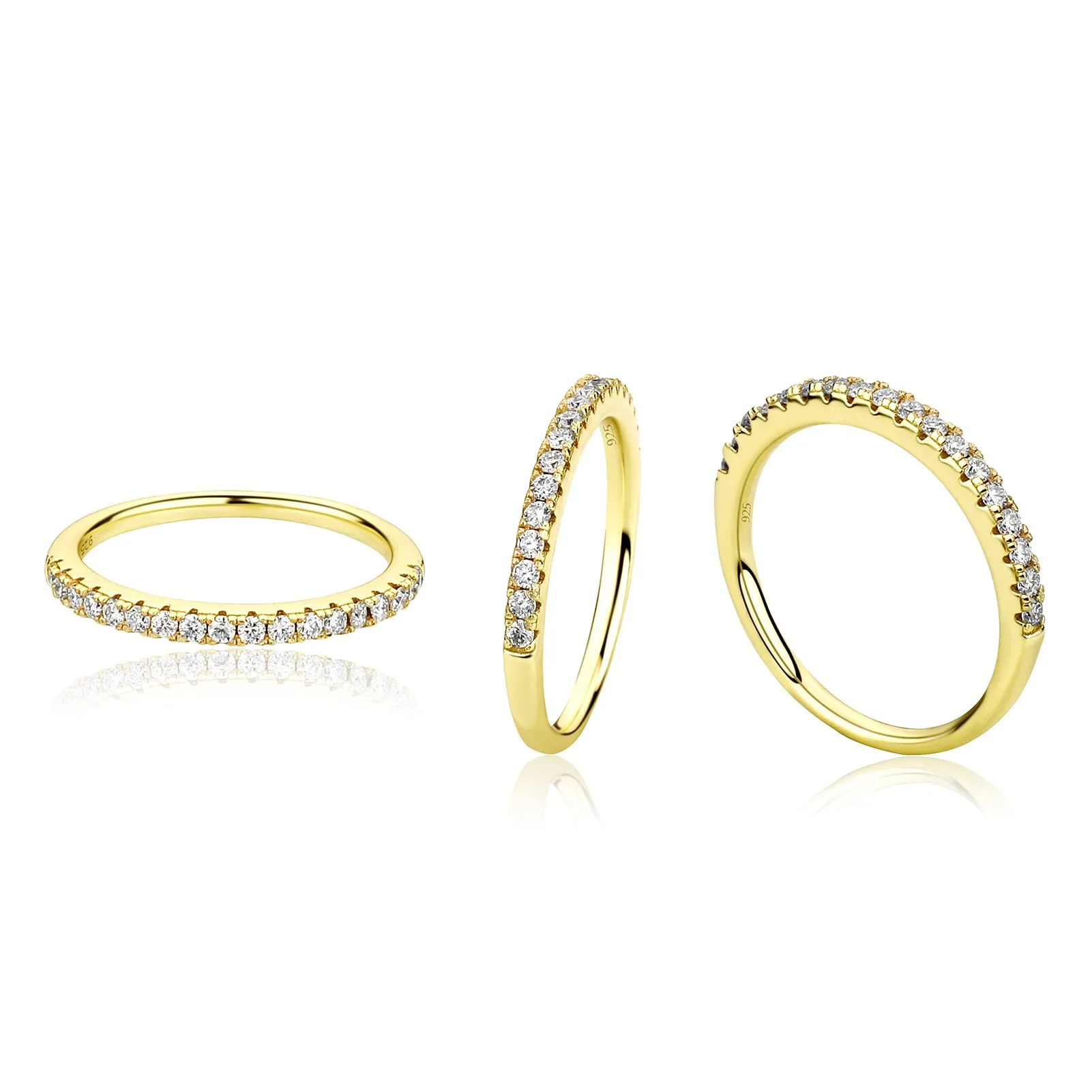 Half Accented Eternity Moissanite Diamond Engagement Band in Yellow/White Gold