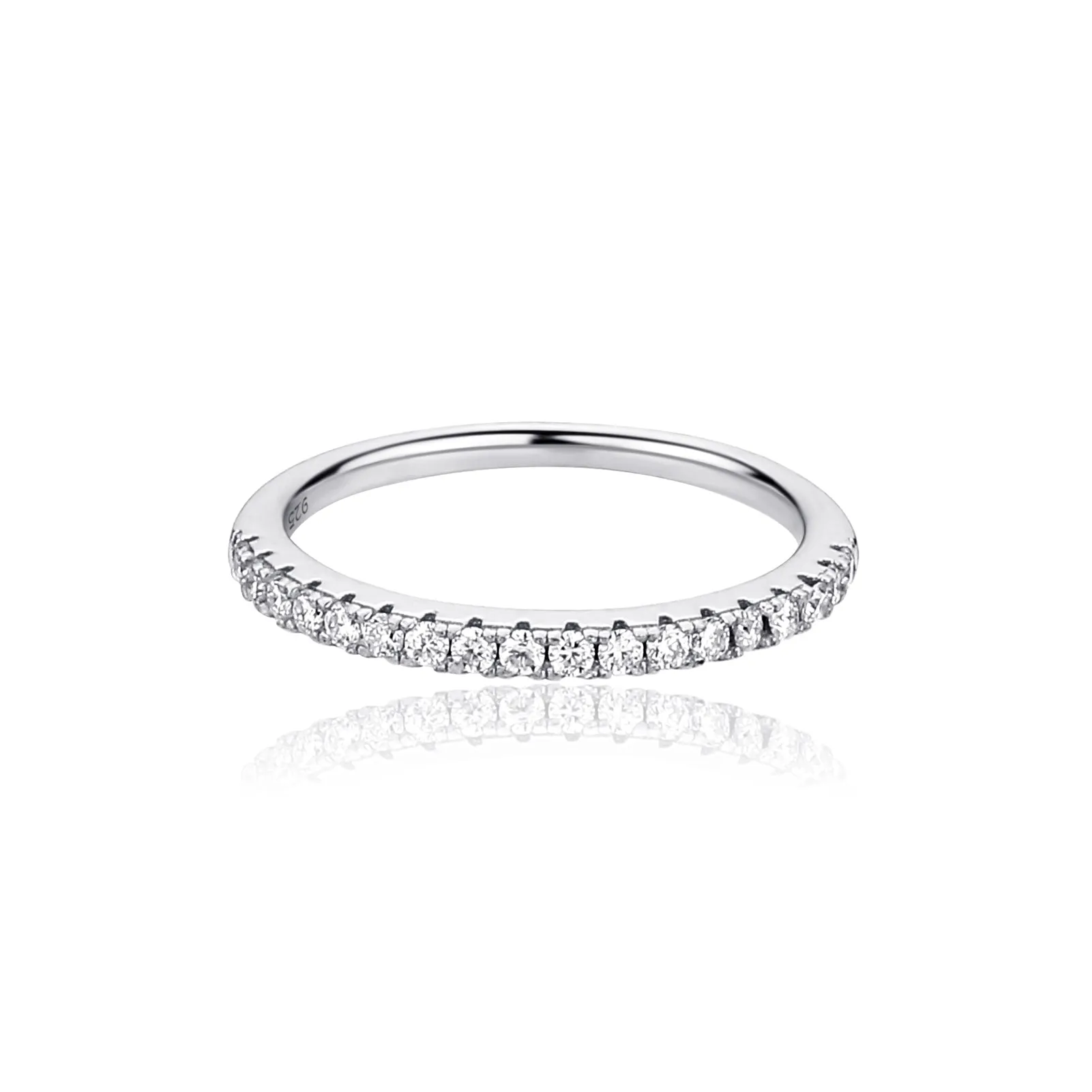 Half Accented Eternity Moissanite Diamond Engagement Band in Yellow/White Gold