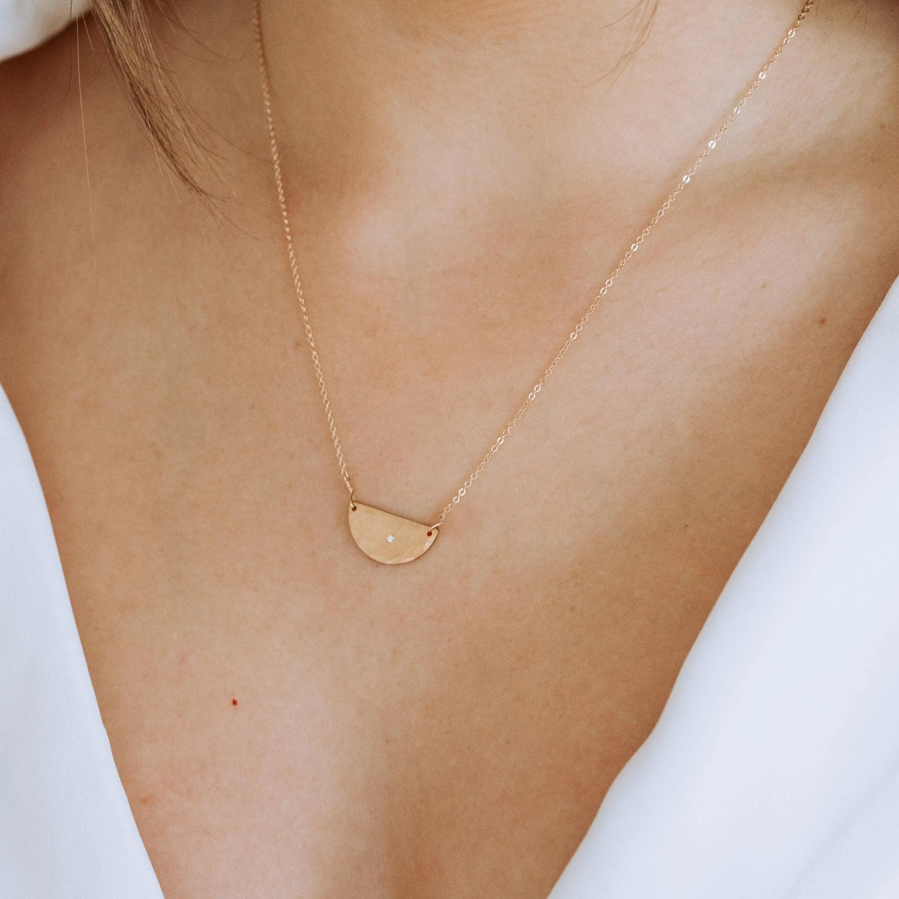 Half Moon Necklace with Diamond
