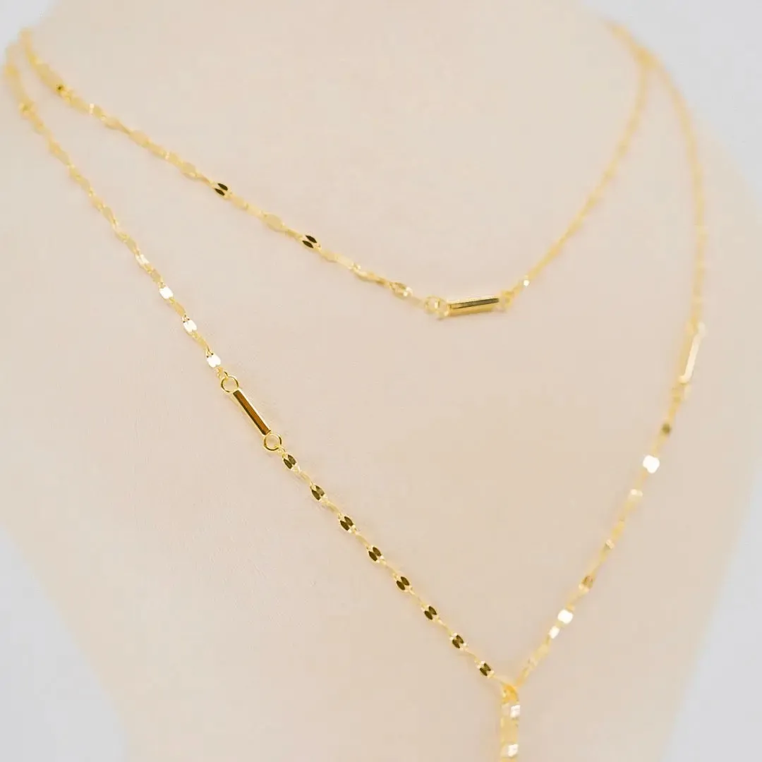 Hammered Bar Layered Choker Dangle Necklace
