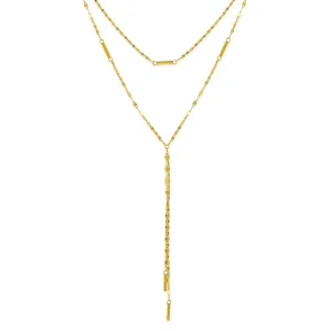 Hammered Bar Layered Choker Dangle Necklace