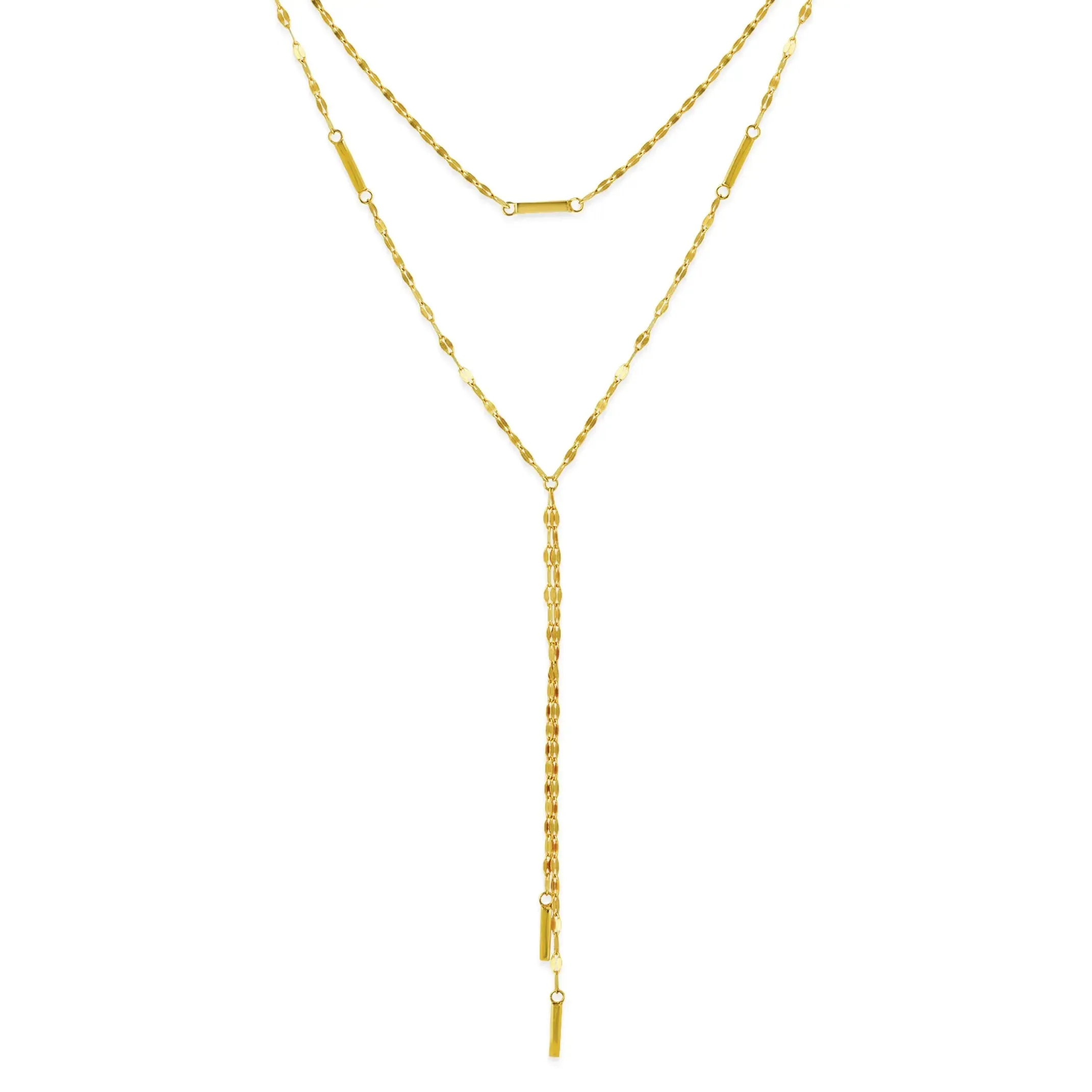 Hammered Bar Layered Choker Dangle Necklace