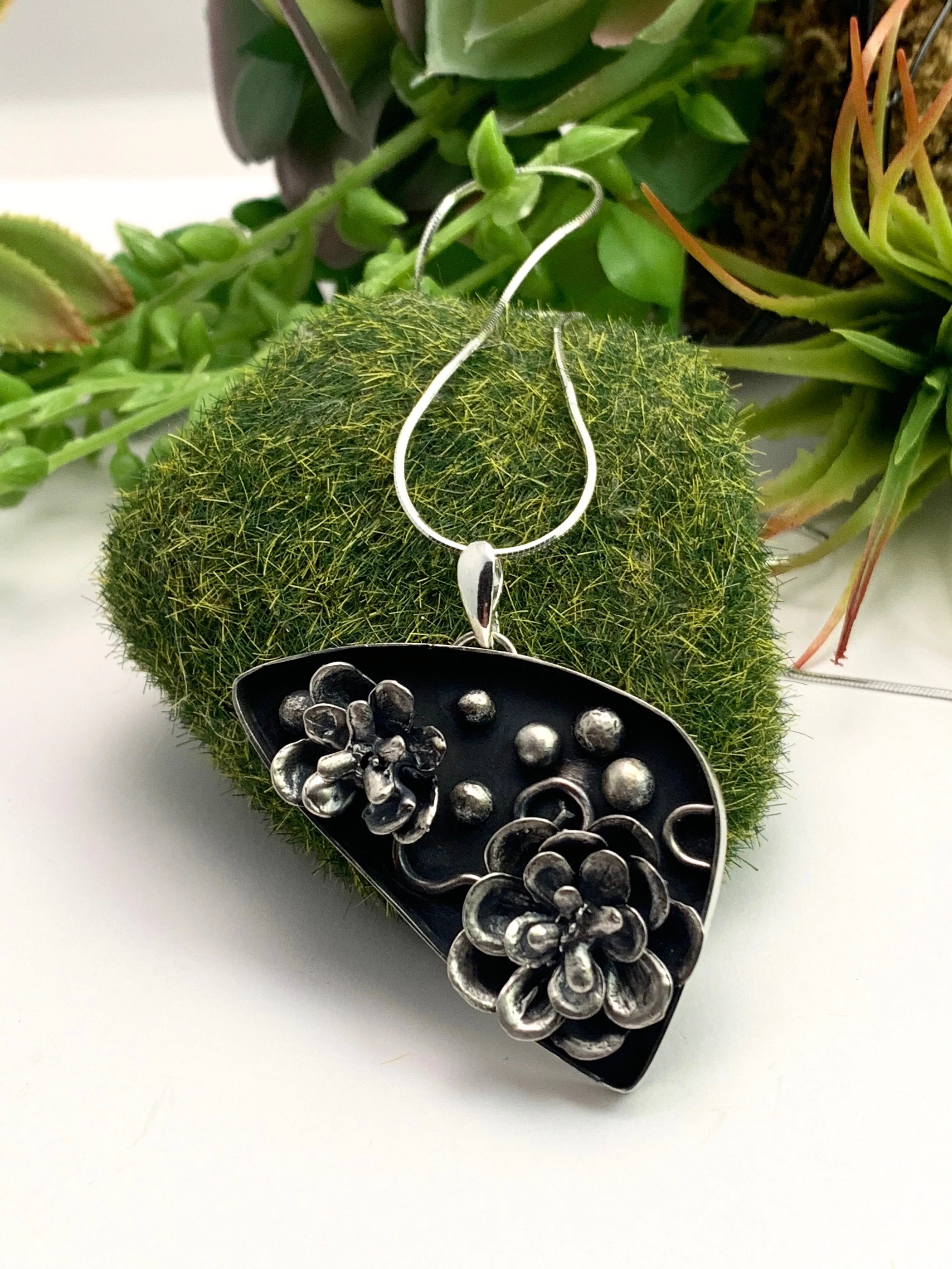 Hand-Cast Succulent Abstract Pendant