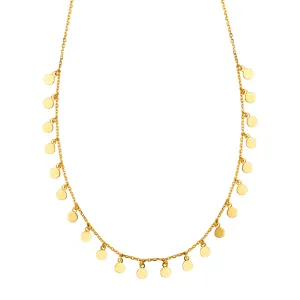 HANGING MINI DISCS NECKLACE 14K